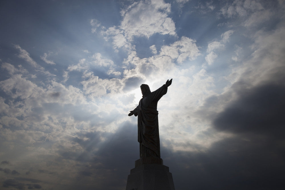 Statue at Holy Redeemer Catholic Cemetery Fine Art Print by Ron Bouwhuis