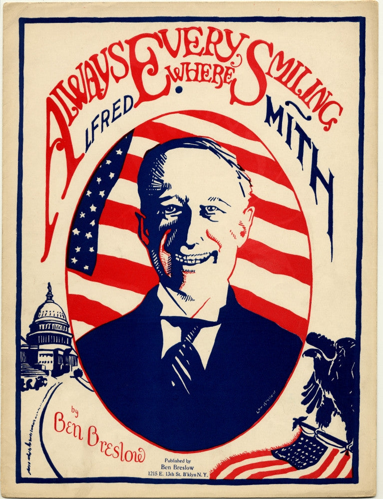 Al Smith Political Cartoon Poster Print with Eagle and Capitol