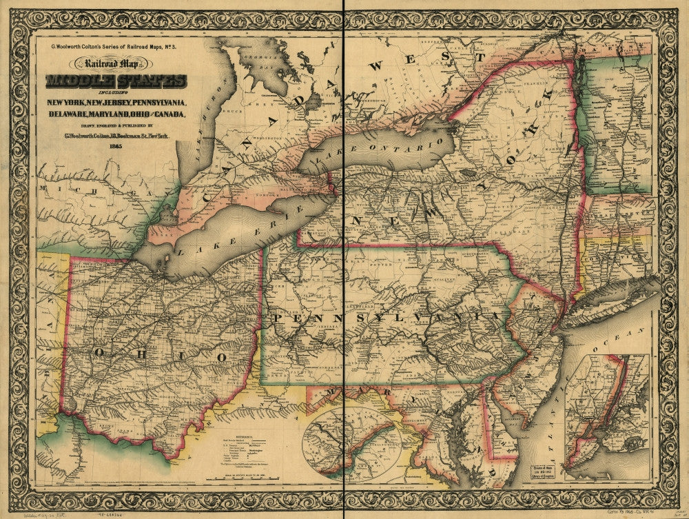 Vintage Railroad Map of the Middle States Poster Print
