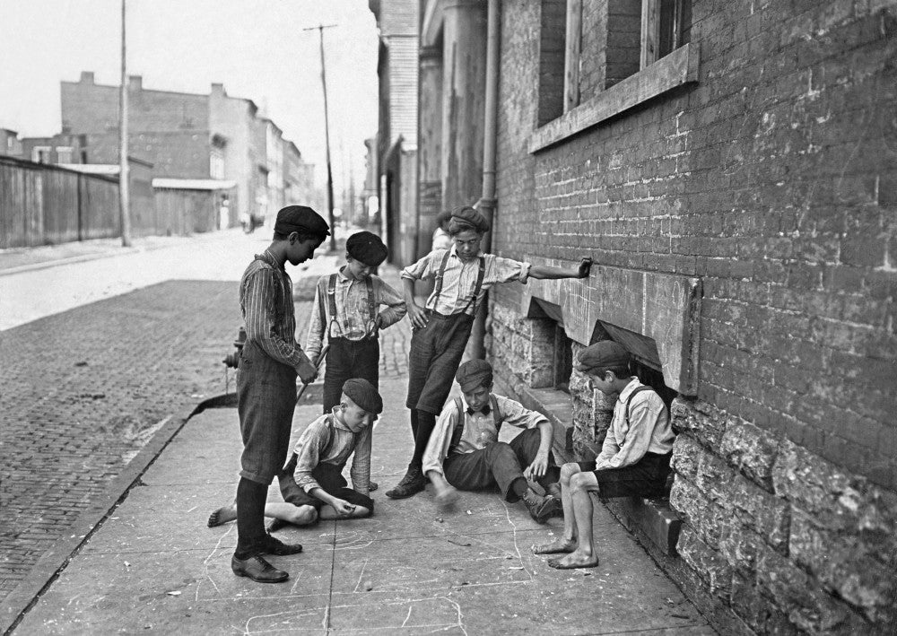 Boys Shooting Craps Fine Art Print by Lewis Hine - 1908