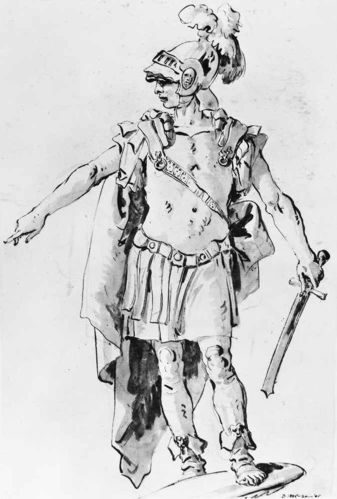 Tiepolo: Roman Soldier Pen and Wash Drawing Fine Art Print