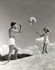 Young Couple Playing with a Beach Ball Fine Art Print