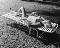 High Angle View of a Mature Woman on a Lounge Chair Fine Art Print