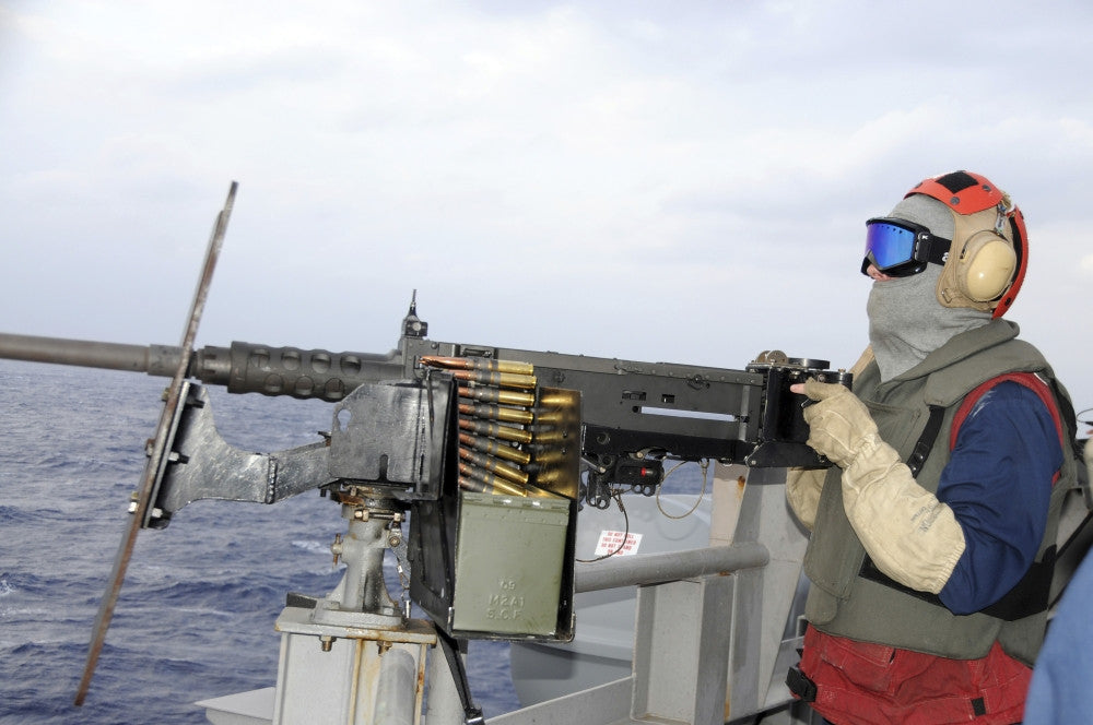 Aviation Ordnanceman Firing .50-Caliber Machine Gun Poster Print - USS George Washington