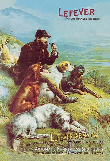 Lefever Arms Hunting Dogs Fine Art Print - Vintage Advertisement