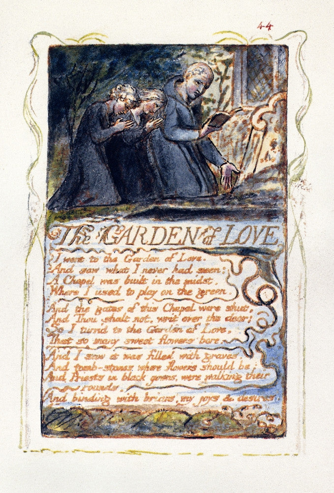 The Garden of Love Color Relief Etching by William Blake - Songs of Experience