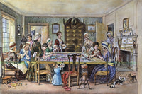 Quilting Bee Lithograph Print from the American Revolutionary War