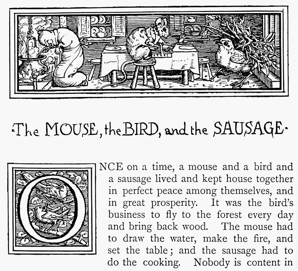 Mouse, Bird, and Sausage Fine Art Print by Walter Crane