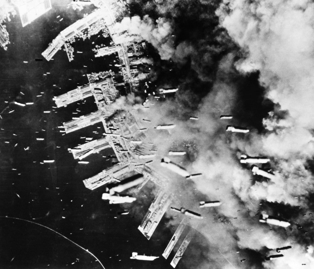 World War II U.S. Air Raid Fine Art Print - B-29 Bombers Over Kobe