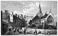 Oxford University - Pembroke College Wood Engraving Print