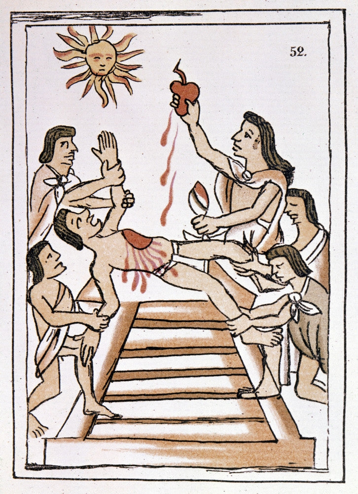 Aztec Ritual Sacrifice Fine Art Print from Codex Florentino
