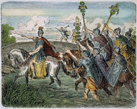 Julius Caesar Leading His Army Across the Rubicon Fine Art Print - 19th Century Wood Engraving