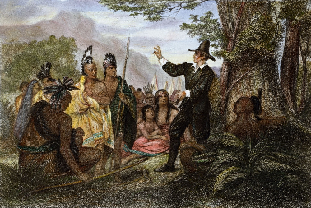 John Eliot Preaching to Native Americans Fine Art Print - 1856
