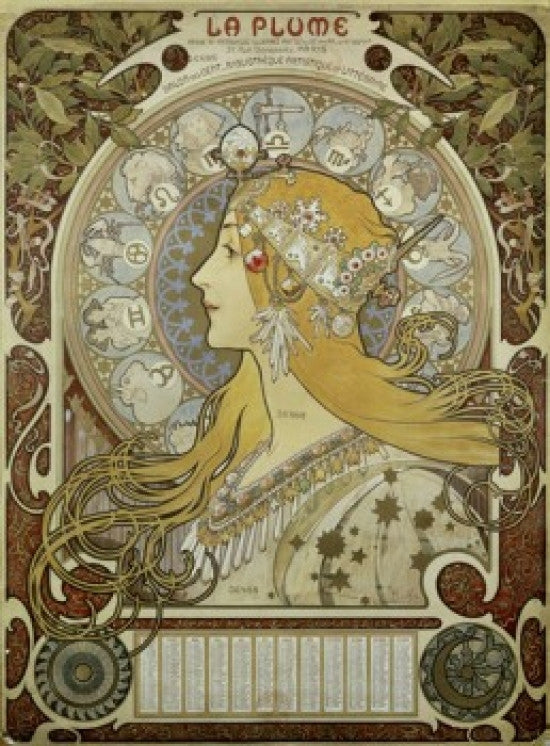 1897 Calendar Poster Print by Alphonse Mucha | Bibliotheque Forney