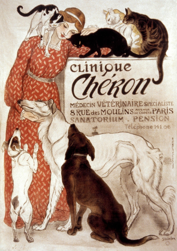 French Veterinary Clinic Advertising Poster Print by Théophile Steinlen - 1894