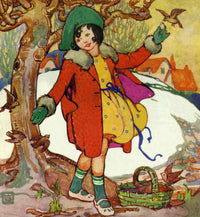 Winter Scene Fine Art Print - Young Girl Feeding the Birds