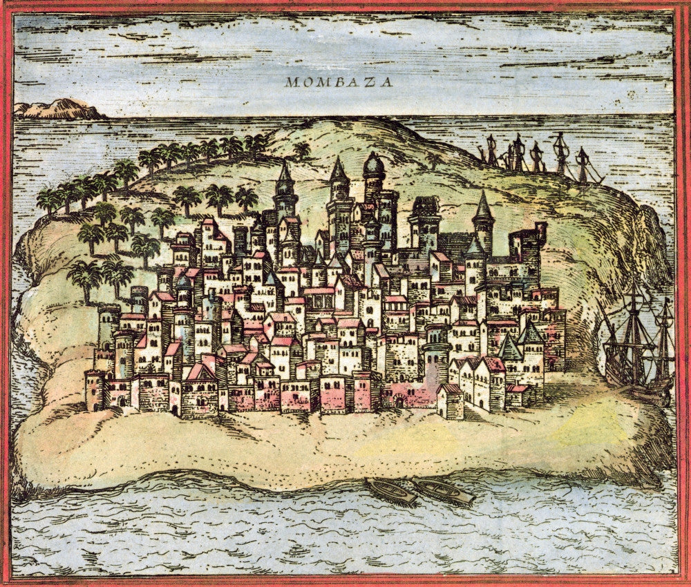 Kenya: Mombasa 1572 Line Engraving Fine Art Print by Franz Hogenberg