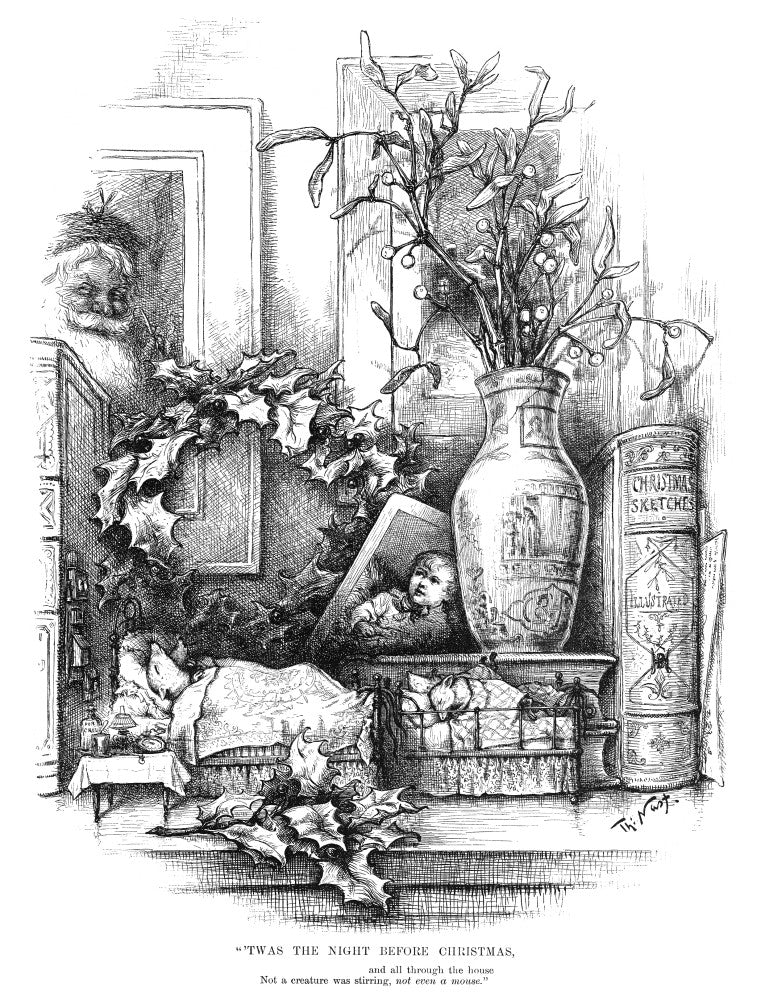 Christmas 1886 Engraving by Thomas Nast - 'Twas The Night Before Christmas