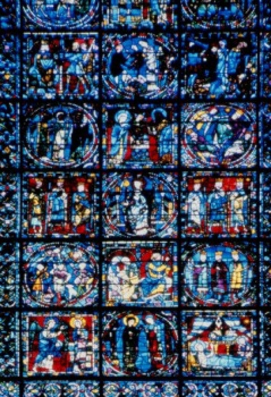 Life of Christ Stained Glass Detail from Chartres Cathedral Poster Print