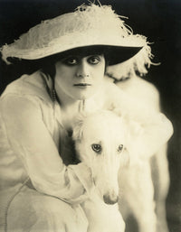 Theda Bara with Her Russian Wolfhound Belva 1916 Photo Print