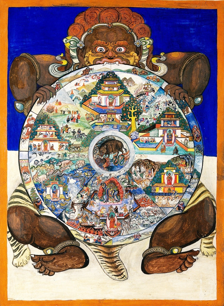 Yama, Hindu God of Death with Wheel of Life Fine Art Print by Science Source