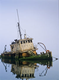 A Derelict Boat at Gold Beach Fine Art Print by Robert L. Potts