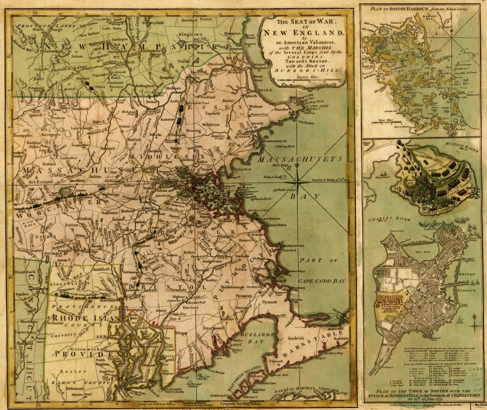 The Seat of War in New England Fine Art Print by Robert Sayer & John Bennett