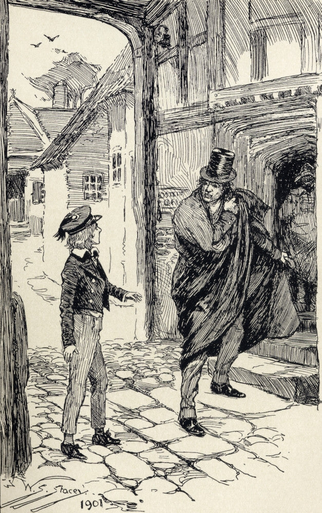 Oliver Encounters a Mysterious Stranger Illustration by W.S. Stacey
