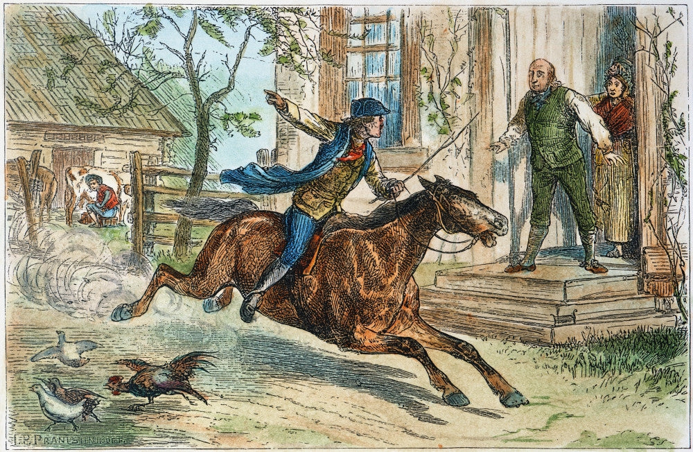 Paul Revere's Ride Fine Art Print - 19th Century Color Engraving by Granger Collection