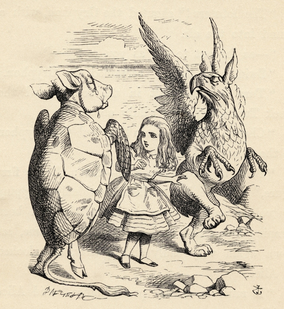 Alice with the Gryphon and the Mock Turtle Fine Art Print by John Tenniel
