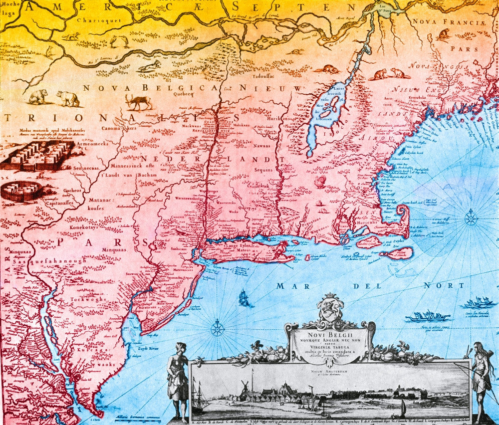 Map of New Netherland 1650's Fine Art Print by Science Source
