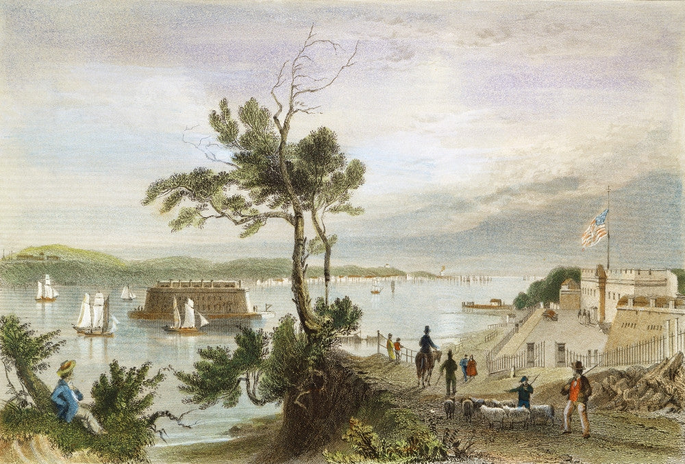 View of New York Harbor Fine Art Print - 1838 Steel Engraving by Granger Collection