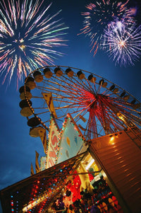 Fireworks at an Amusement Park Fine Art Print - Multiple Sizes