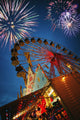Fireworks at an Amusement Park Fine Art Print - Multiple Sizes