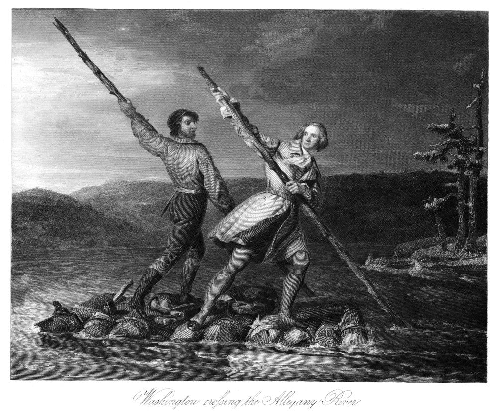 George Washington Crossing the Allegheny River Fine Art Print - Steel Engraving After Daniel Huntington