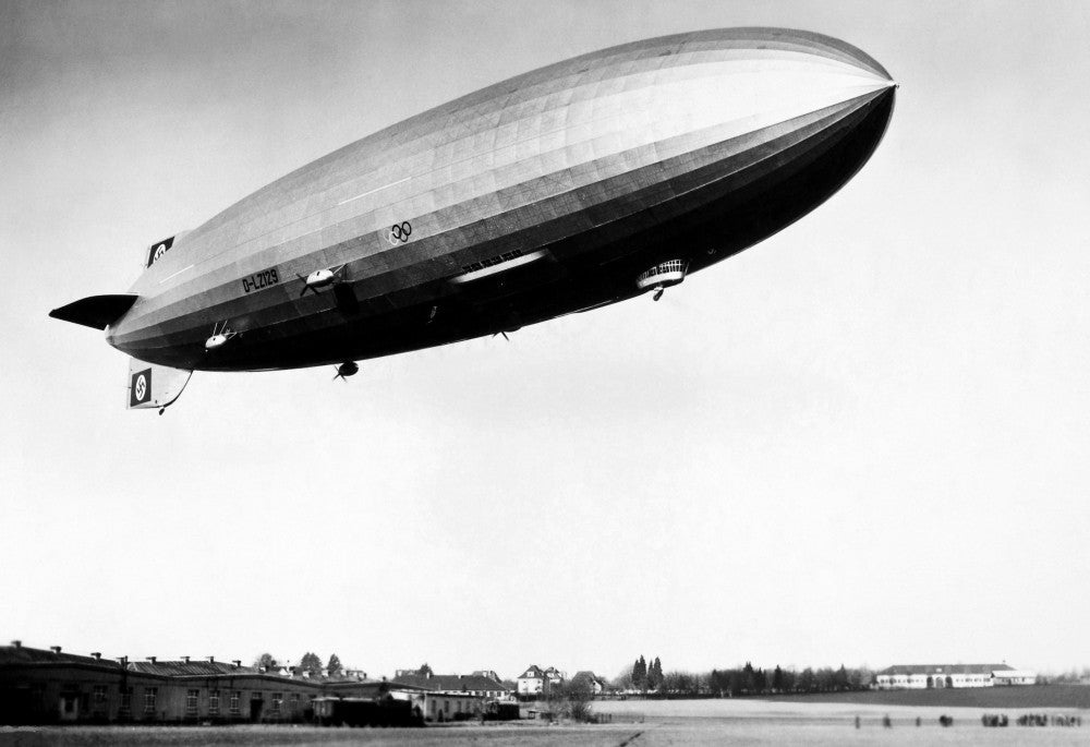 The Hindenburg Zeppelin Airship in Flight - 1930s Photograph Poster Print