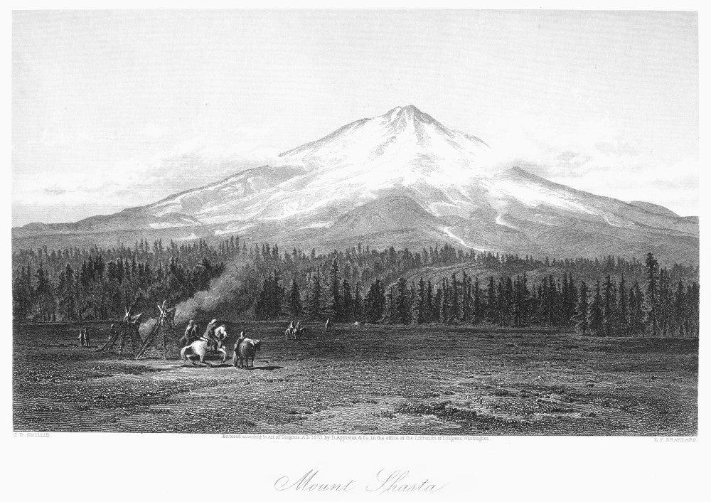 California Mount Shasta Fine Art Print - Steel Engraving 1873