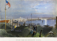Boston From The Dorchester Heights Fine Art Print - 1838 Engraving