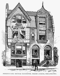 Philadelphia Bicycle Clubhouse Line Drawing Art Print - C1890