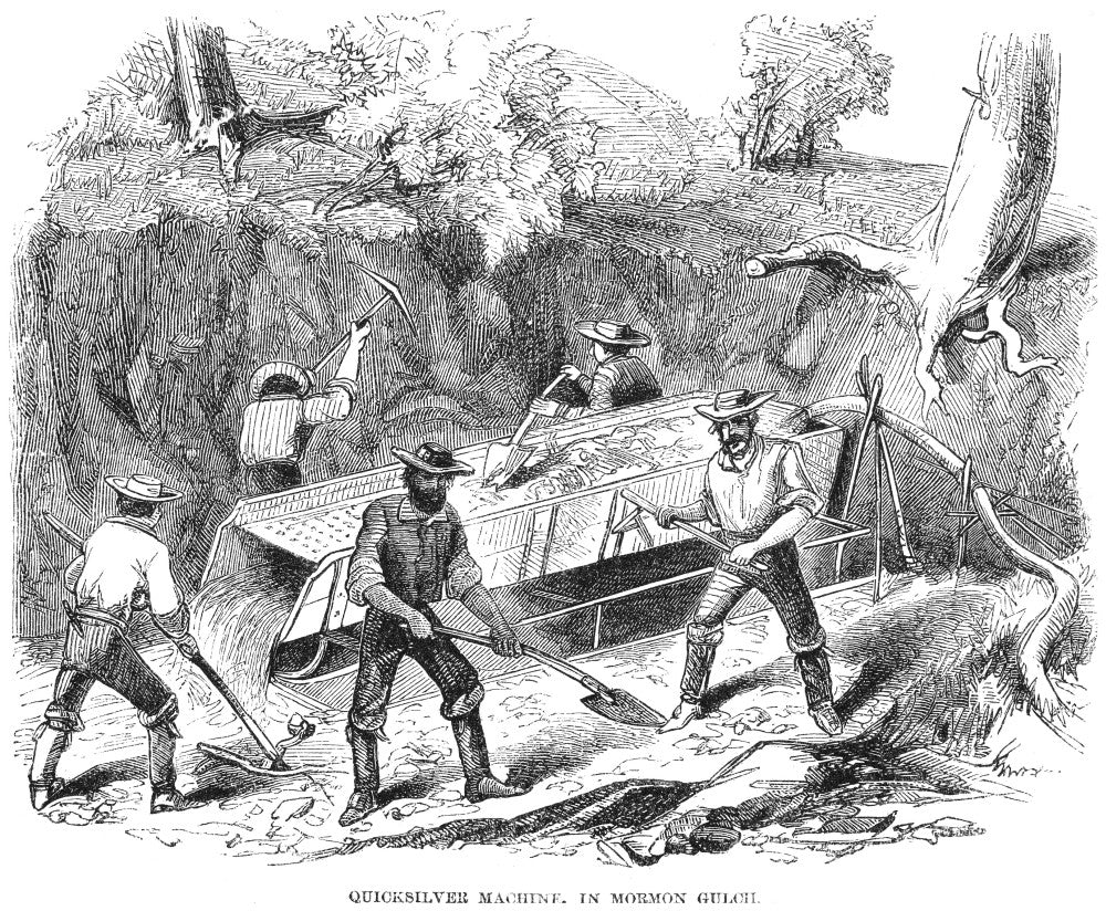 California Gold Rush Wood Engraving Poster Print - 1860