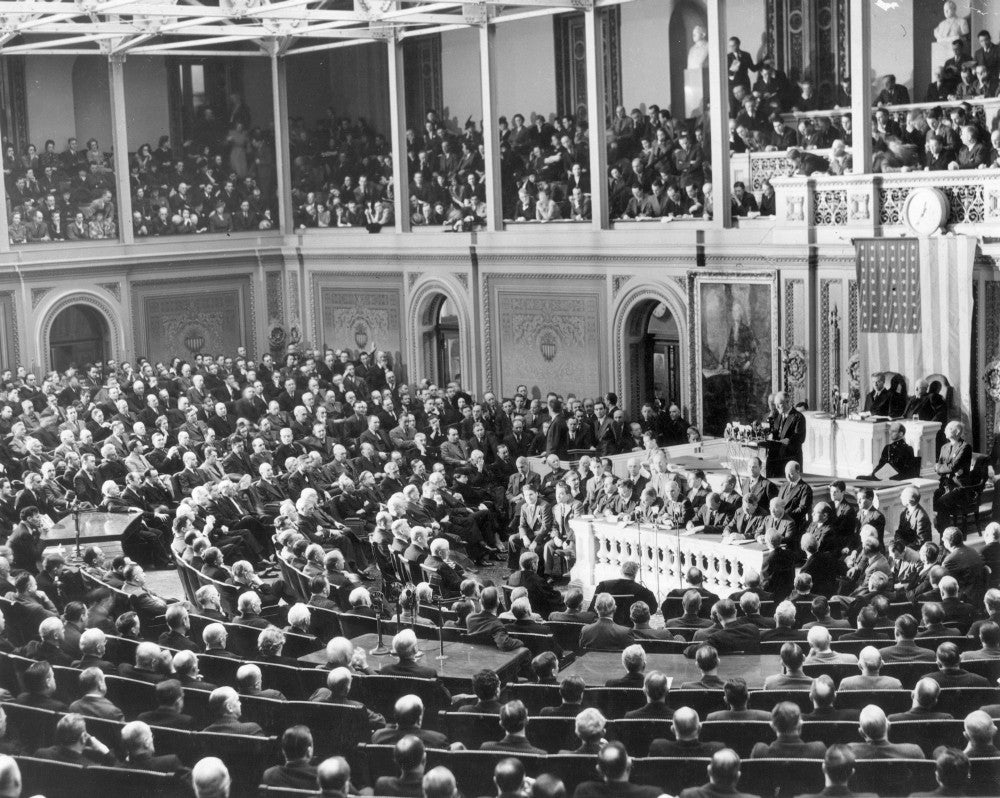Franklin Delano Roosevelt Addressing Congress Fine Art Print