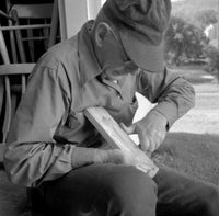 Senior Man Wood Carving Fine Art Print - Various Sizes