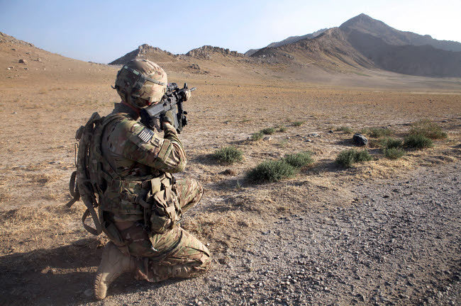 US Army Soldier Pulls Security in Afghanistan Fine Art Print by Stocktrek Images