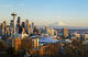Seattle Cityscape Fine Art Print Featuring Space Needle & Mount Rainier by Greg Vaughn