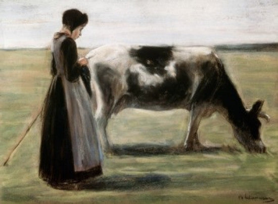 Das Madchen Mit der Kuh Fine Art Print by Max Liebermann