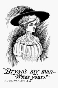 Bryan Campaign 1908 Lithograph Poster Print Supporting Women's Suffrage
