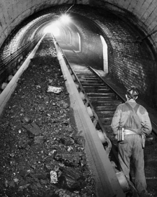 Coal Miner at Railroad Track in Robena Mine Fine Art Print
