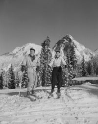 Young Couple Skiing in Cascade Mountains Fine Art Print