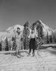 Young Couple Skiing in Cascade Mountains Fine Art Print
