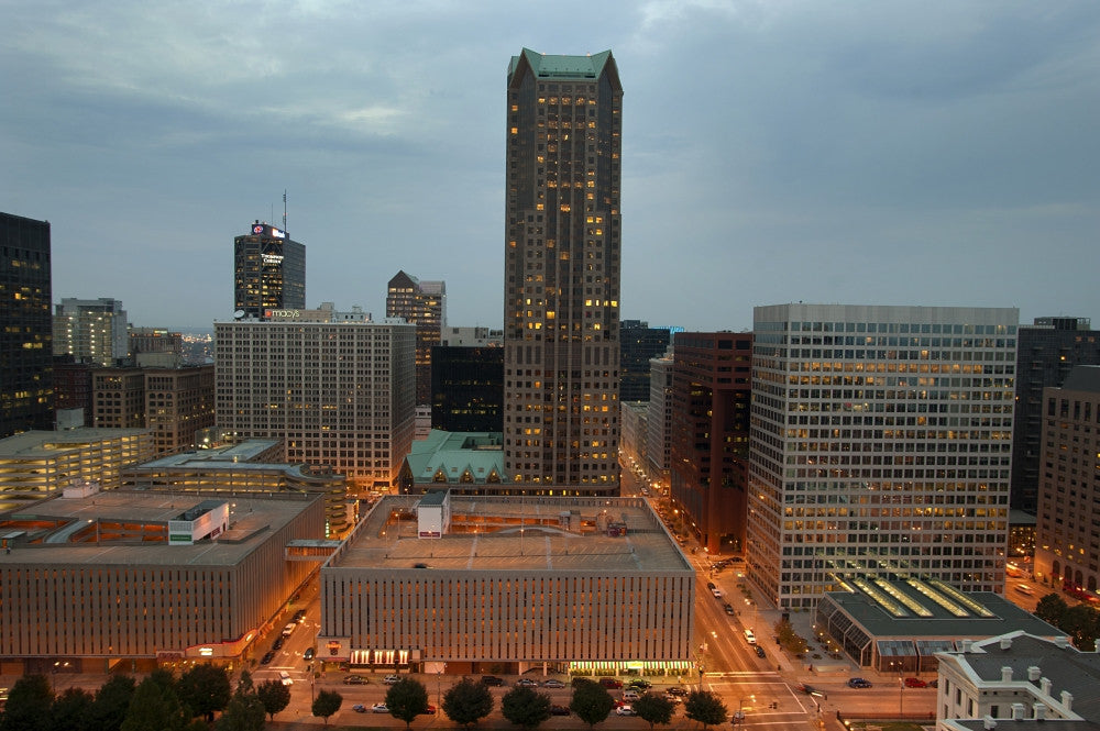 Downtown St. Louis Night View Fine Art Print by Gayle Harper